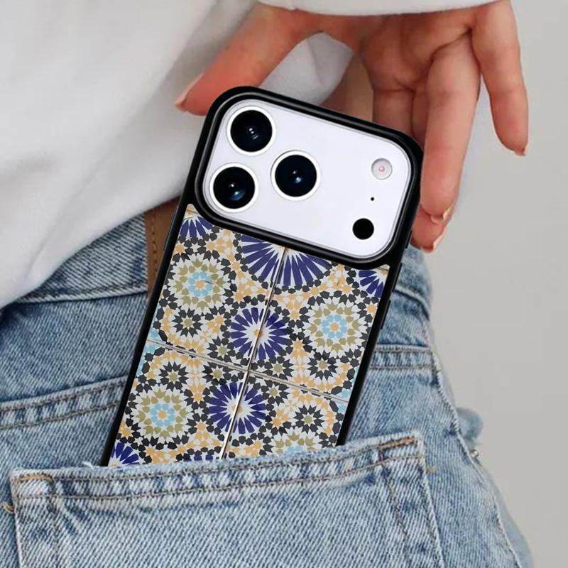 Moroccan Tiles Pattern soft Phone Case for iPhone 17ProMax 12 13 14 15 16e 17 Pro Max Plus Air Cover