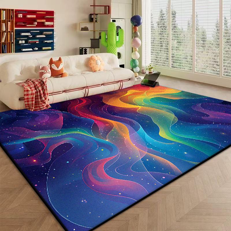 Modern Colored Non-slip Carpet Abstract Decoration Large Area Living Room Rugs Washable Bedroom Bedside Fluffy Plush Mat Lounge