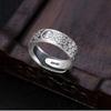 Adjustable Vintage Chinese Lucky Charm Couple Ring Set Sterling Open Band With Fu Xi Symbols