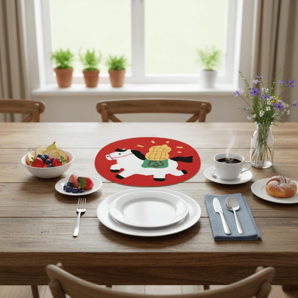 Cute Cartoon Pony Placemat Anti-scalding Water Absorbent Table Mat Blessing Non Slip Bowl Mat Table Setting