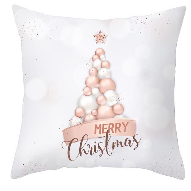 New Pink and Gold Christmas Peach Leather Velvet Pillowcase Festive Home Decoration Pillow Cushion Cover