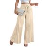 Women's Color Pleated Elastic Waist Tie Loose Wide-leg Pants