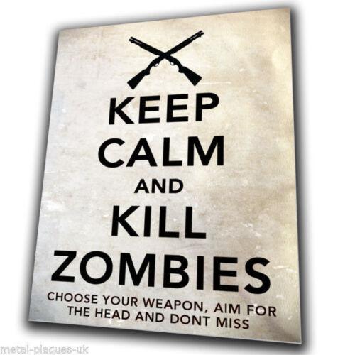 KEEP CALM AND KILL ZOMBIES SIGN METAL Wall Door PLAQUE man cave The Walking DeadAluminum 20x30cm（7.8x11.8inch）