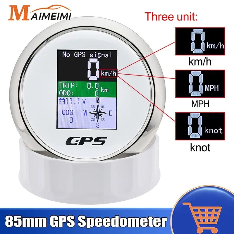 85mm Digital GPS Speedometer Odometer with GPS Antenna TFT Screen IP67 Waterproof Voltmeter for 12V 24V Boat Car Motorcycle