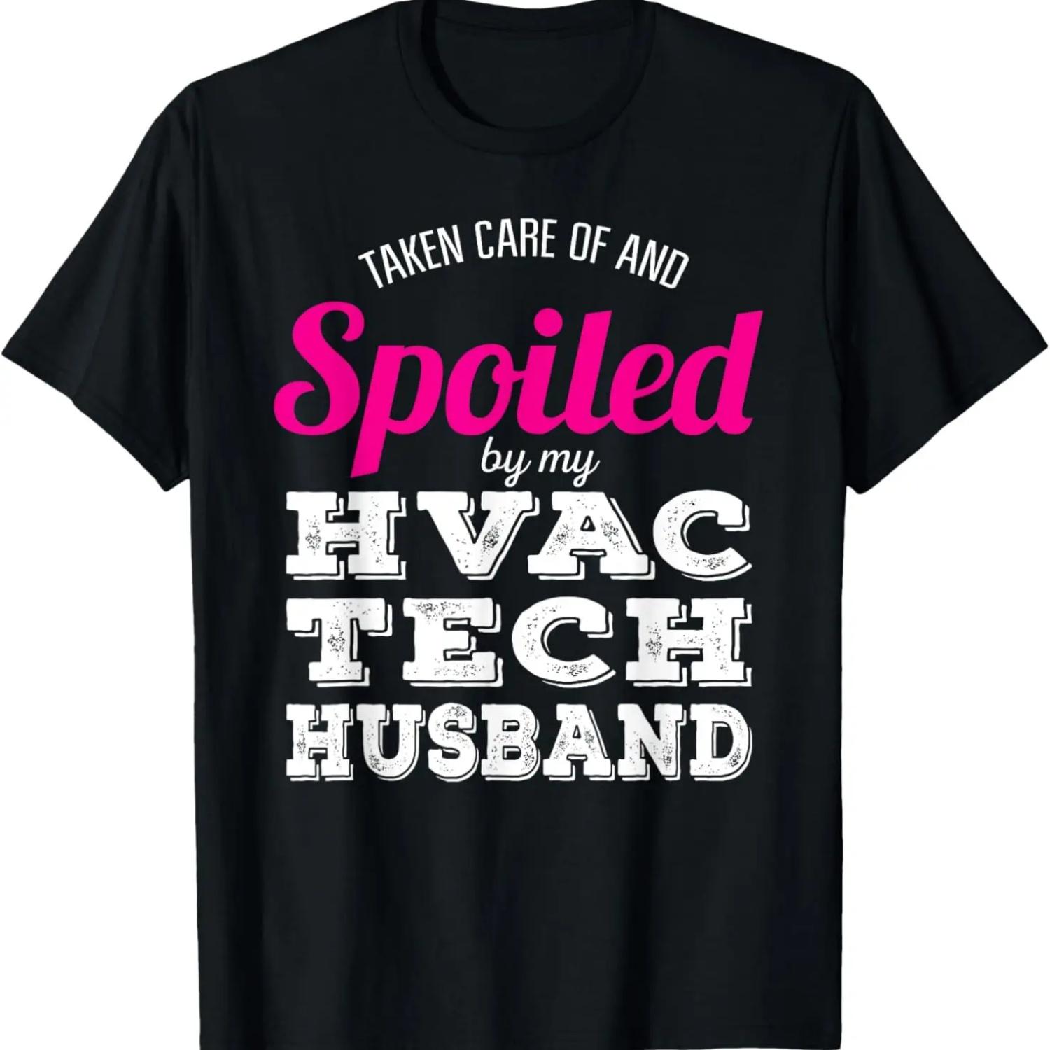 Funny HVAC Tech Wife T-Shirt Wedding Anniversary Gift,100% cotton S