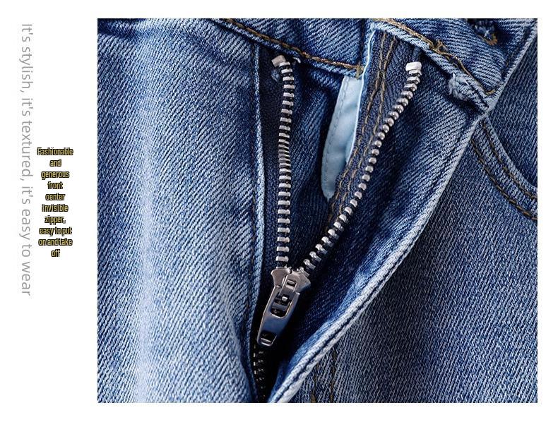 Women's Washed Blue Wide-Leg Jeans - 2025 Spring/Autumn Trendy Scimitar-Cut Loose Slimming Banana Pants