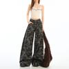 High street workwear wide-leg denim camouflage pants for women 026 new high-waisted slimming loose straight pants