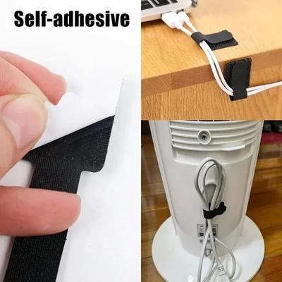 Self-adhesive Sewing Organizer Storage Boxes Reusable Cable Ties Fastening Wire Knit Bag Cables Manager Fasteners Computer Desk
