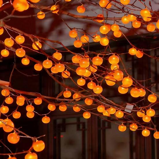 Persimmons String Light Waterproof Battery Operated Artificial Fruit Lights for Outdoor Garden Christmas Tree Decor