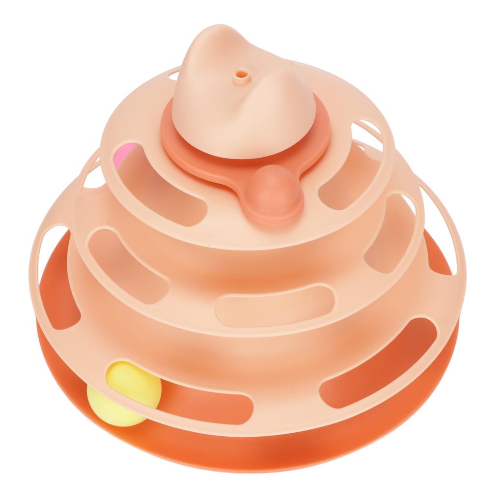 Cat Turntable 4 Level Detachable Prevent Scratches Interactive Cat Tracks Toy for Pets CatsOrange