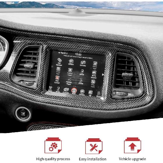 JeCar 4pcs Carbon Fiber Interior Accessories Trim for 2015-2024 Dodge Challenger - Dashboard Cover Decoration Upgrade