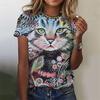 Funny Cat 3d Printed Women's T Shirts Summer Fashion Animal Print Short Sleeve Tees Girl Kawaii Y2k Top Clothes Female Clothing
