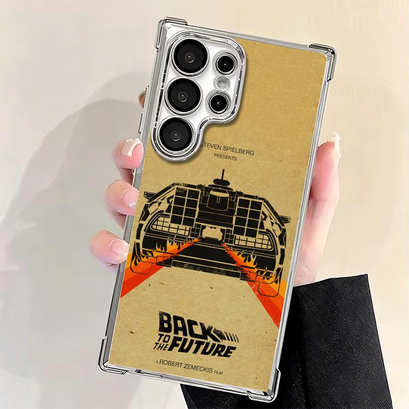 Back To The Future Plating Phone Case For Samsung Galaxy S24 S25 FE S26 Edge S23 Ultra S22 S21 Plus S20 Anti-Fall Airabag Cover