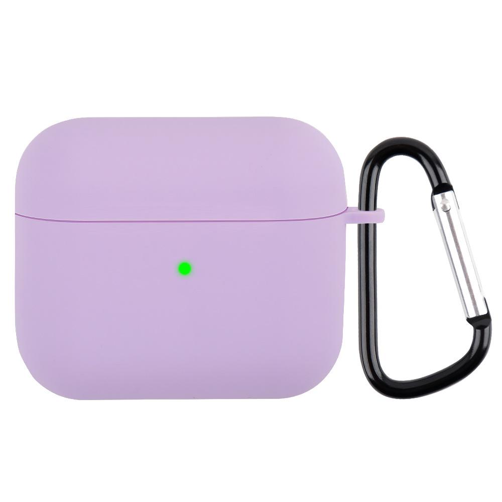Suitable for AirPods 3 Silicone Solid Color Buckle Earphone Cover Anti-drop Non-slip Protective Cover Portable Soft Case