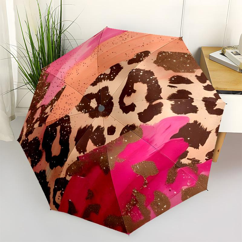 

1pc Leopard Print Automatic Opening/Closing Umbrella with Operation & Windproof Canopy yy260311066