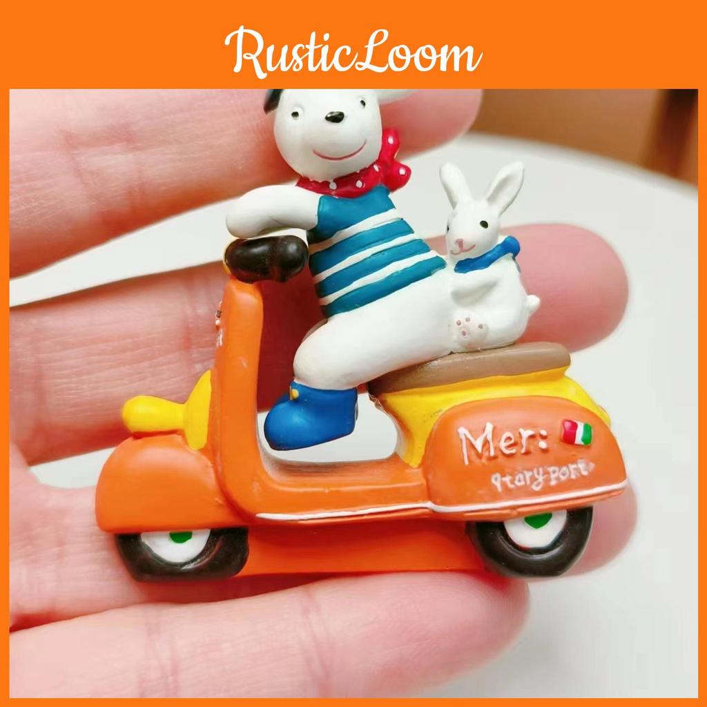 Resin Cartoon Dog Rabbit Miniature Ride Motorcycle For Desk Decor And Gift Giving