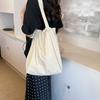 Solid Color Shopping Bag Washable Canvas Handbag Casual Drawstring Tote Bag  Ladies