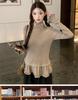 Korean Style Slimming Ruffle Turtleneck Women's T-Shirt for Autumn/Winter