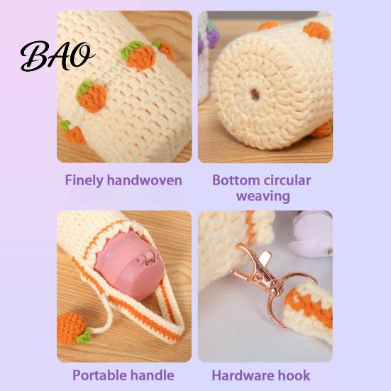 Durable Water Bottle Cover Hand Crocheted Cup Cover, Portable Elastic Wool Knit Sleeve, Breathable Small Fruit Pattern Sleeve Anti-Slip Protective