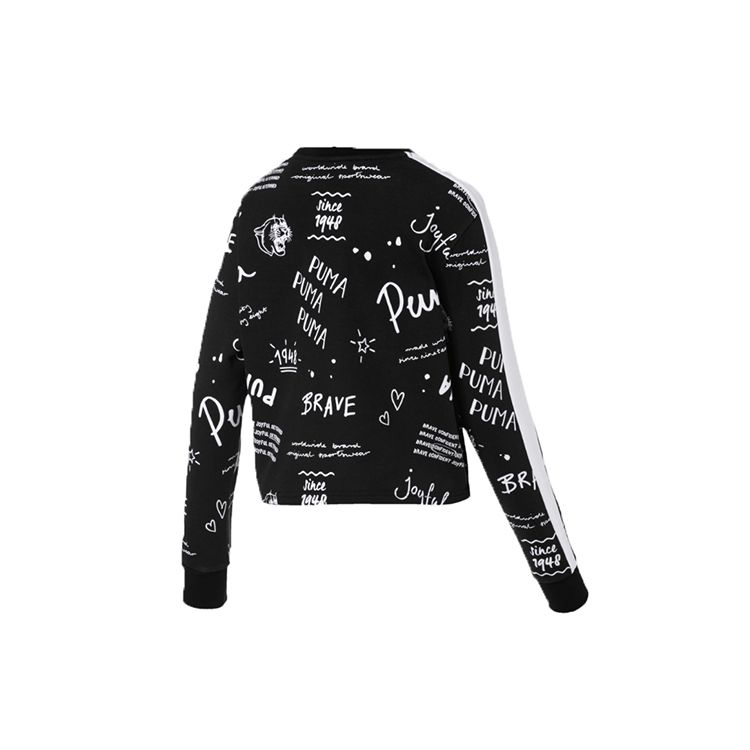 Puma Knitted Casual Sport Pullover Sweatshirt Women Tops Black 595214-01