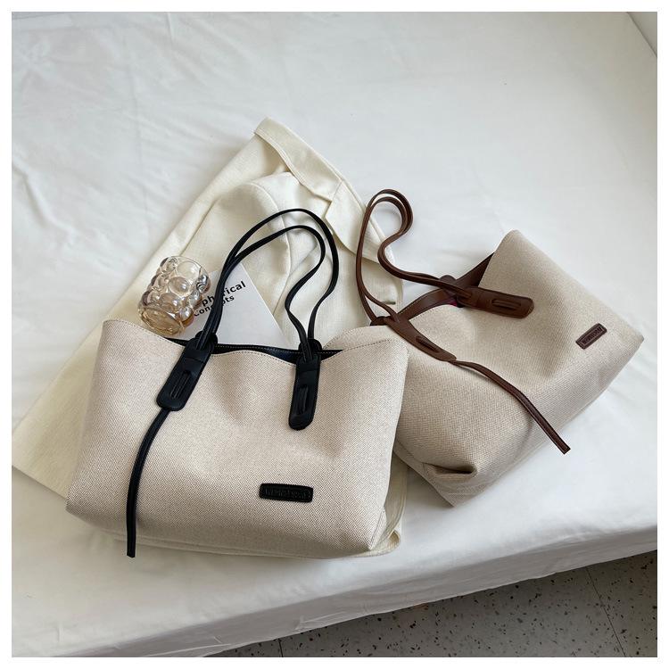 Casual Large-Capacity Women's Canvas Shoulder Tote Bag for Versatile Use