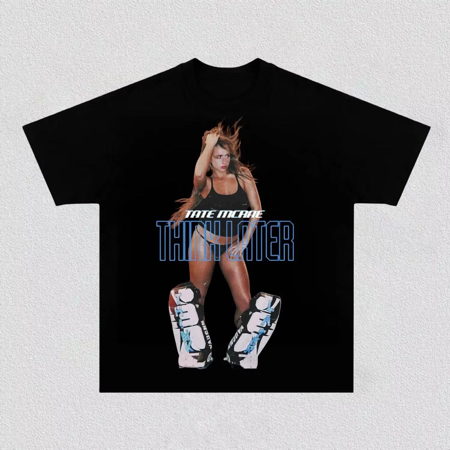 

2026 New Tate McRae Portrait Graphics Cotton Unisex Shirt 2026 Summer Harajuku Unisexs Womens Y2k Short Sleeve Oneck Tshirt 2XL