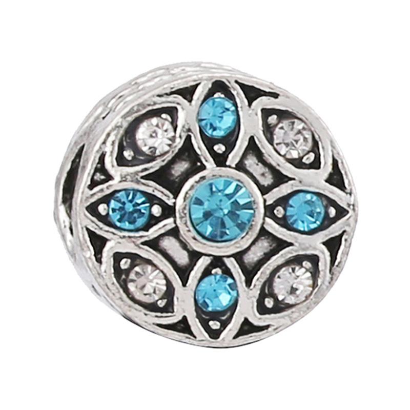 New Silver Plated Blue Diamond Alloy Large Hole Charm Beads For DIY Bracelet Necklace Jewelry Accessories Gifts