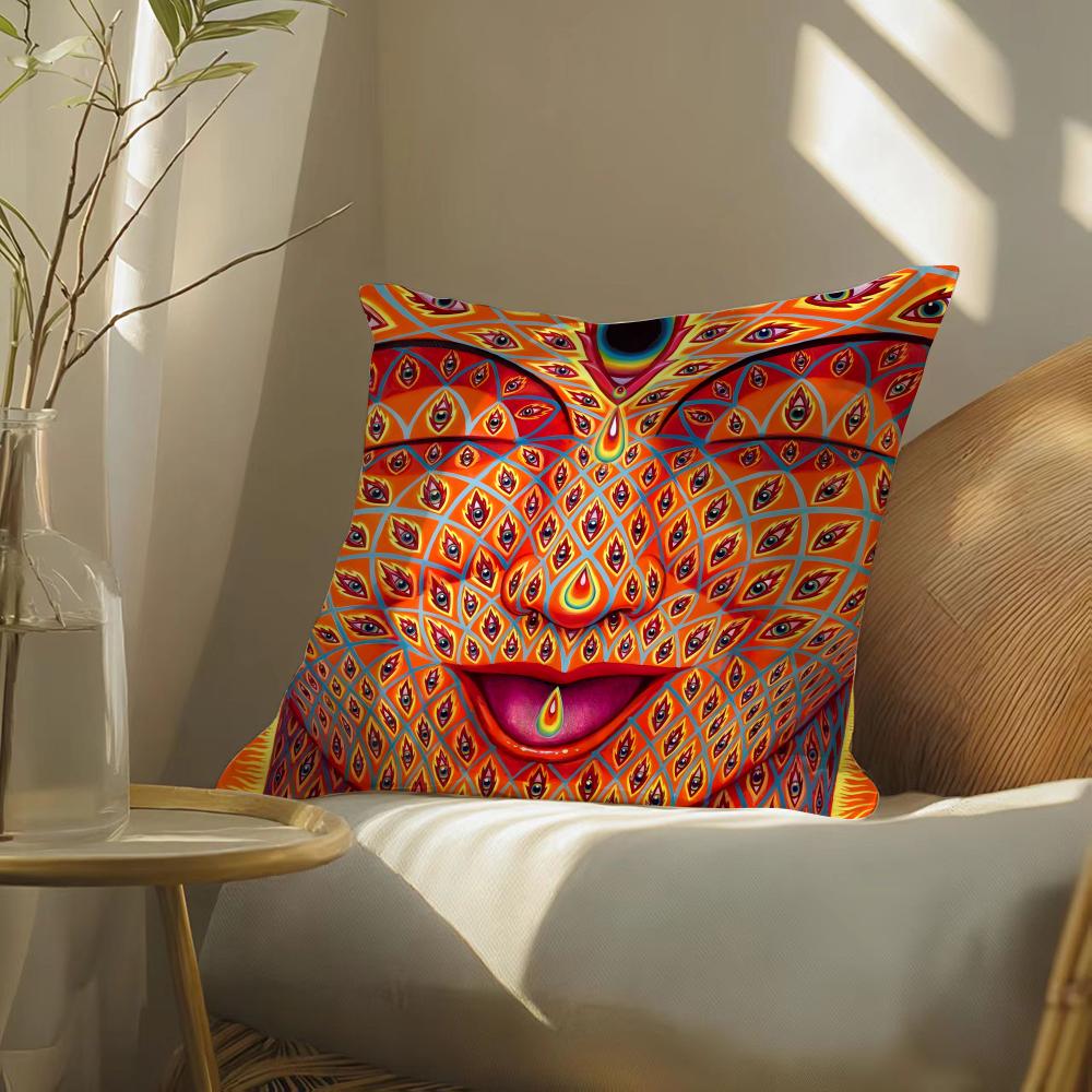 Alex gGrey art Pillow Case DoubleSided Plush Sofa Cushion Covers Organic Breathable Invisible Zipper