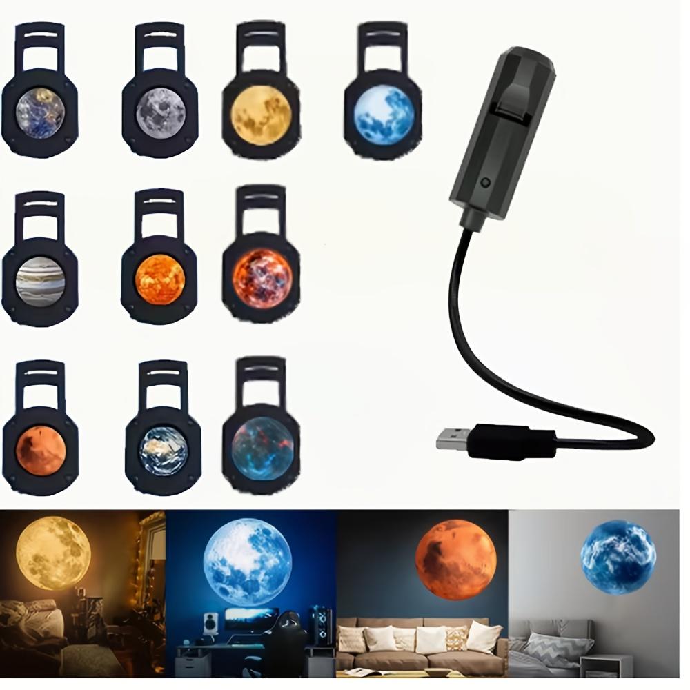LED Planet Projector with 6 Interchangeable Patterns | 360-Degree Rotation, USB Powered, Suitable for Room Decor, Photography Backgrounds