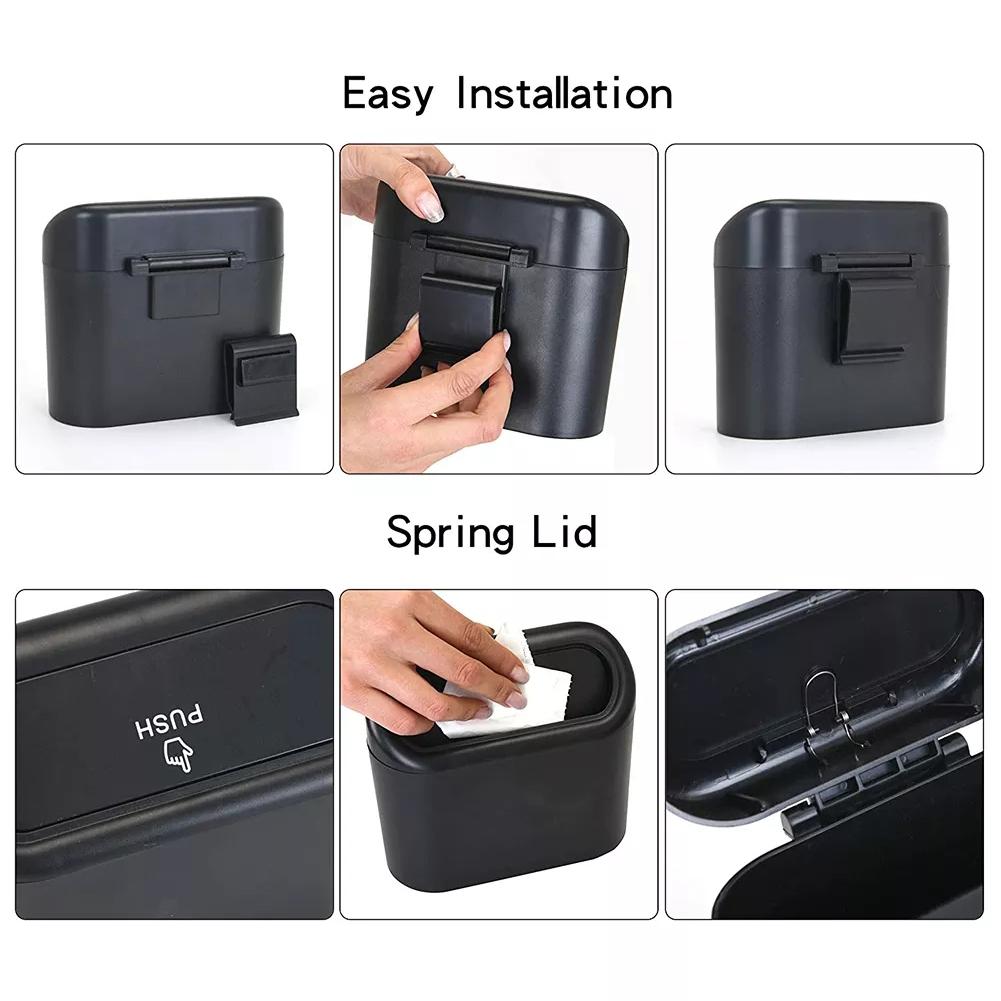 1PCS Car Interior Storage Case Trash Bin Mini Tray Stand Door Accessories Garbage Box Automotive Dustbin Holder Seat Clip C3A3