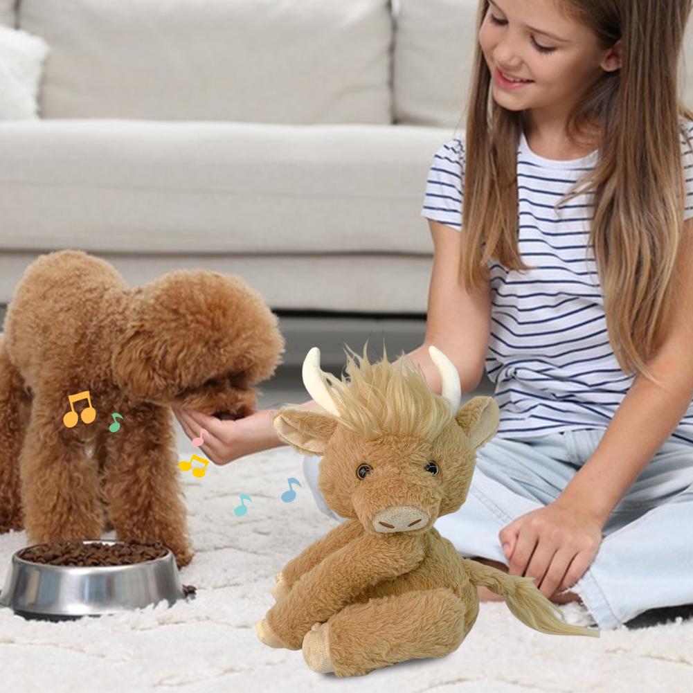 Realistic Highland Cow Toy Highland Cow Plushie with Music Rainbow Highland Cow Plush Toy with Music Movable Joints for Kids