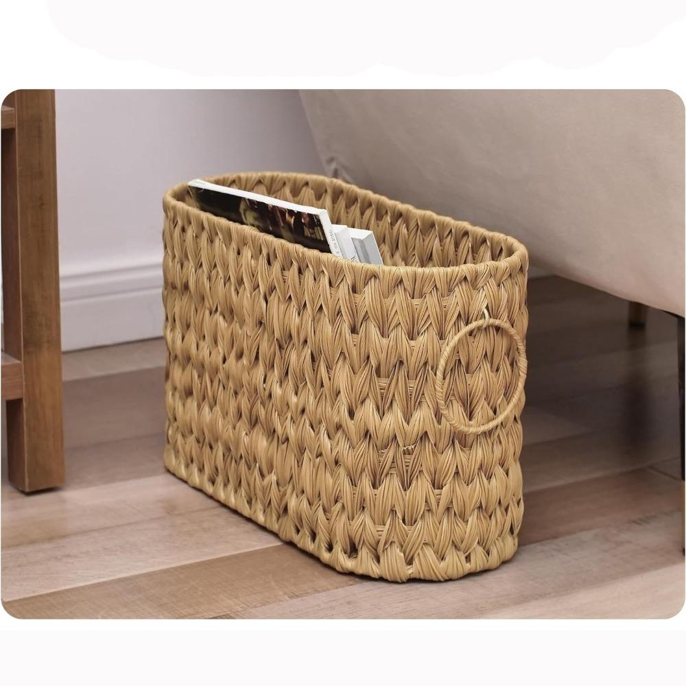 Kreativní proutěný pletený úložný box na toaletní papír s uchy Velkokapacitní koupelnový úložný koš Domácí úložný koš na drobnosti
