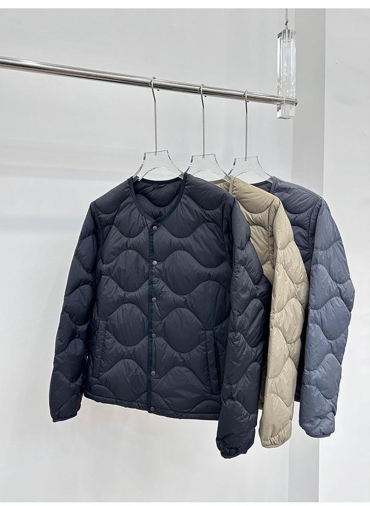 Men's Lightweight Collarless Down Jacket - Soft, Fashionable, Portable, 90% Duck Down for Autumn and Winter Warmth.
