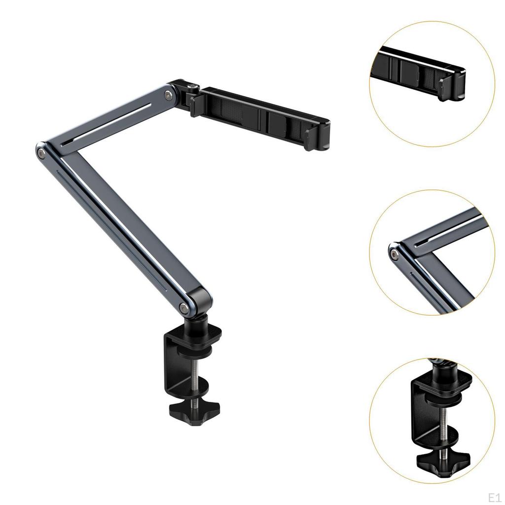 Tablet Stand Holder for Desk and Bed Clamp Mount Aluminum Alloy 4.7-12.9" Heavy Duty