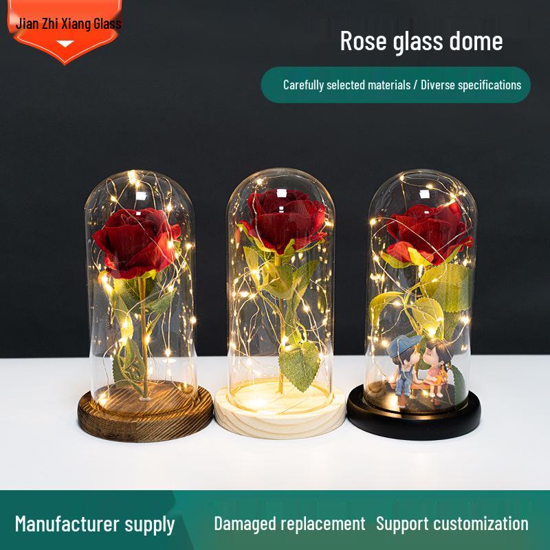 Rose in Eternal Glass Dome with Dust Cover - 520 Valentine's Day Birthday Gift Ornament