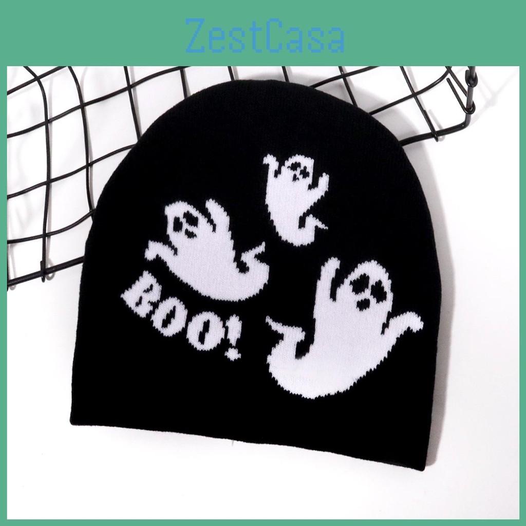 Festive Pattern Ghost Knitted Cap Halloween Fashion Hat Casual Gift Breathable