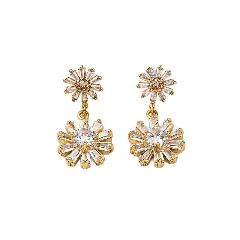 Light luxury style super flash ins style advanced sense zircon exquisite versatile simple temperament earrings earrings women