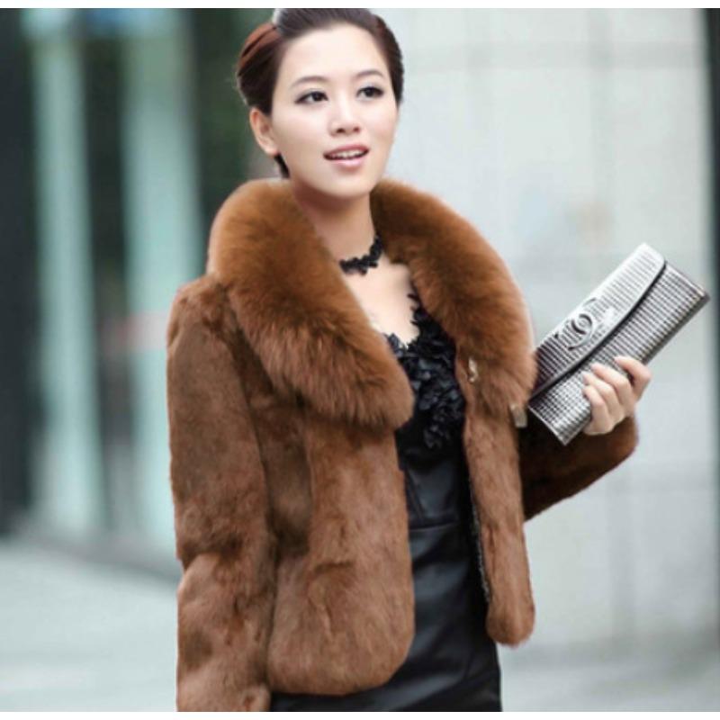 Women's Imitation Fur Autumn and Winter Imitation Mink Fur Imitation Fur Coat Women's Short Fox Fur Collar Rabbit Fur Coat