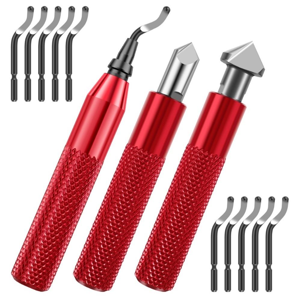 Ergonomic Deburring Tool Kit with 2 Countersink Hand Reamers and 10 HSS Blades for Precise Burr Removal on Various Materials