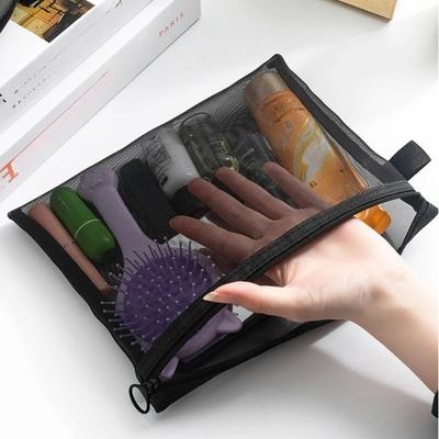 Women Black Makeup Bag  Mesh Clear Cosmetic Bags Large Capacity Portable Travel Toiletry Organizer Case Lipstick Storage Pouch Gift