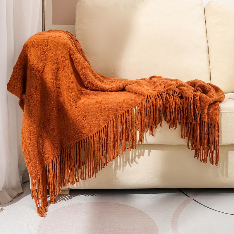 Woven Jacquard Woollen Terry Throw Blanket Knit Sofa Cover Blanket Small Thread Blanket Comfortable Office Naps Blanket For Couch Bed