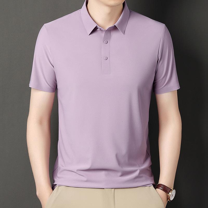 2024 Men's Summer Seamless Short-Sleeve Polo Ice Silk Stretch Shirt