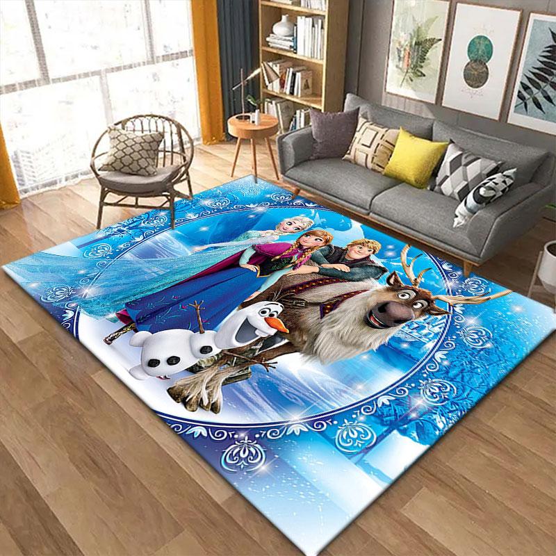 Elsa Queen cartoon pattern rug, Frozen theme, suitable for home, bedroom, bedside rug, and bathroom mat.