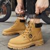 Fashion 2025New Mens Boots Fashion Casual Leather Boot Trendy Motorcycle Boot Lace Up Platform Boots High Top Boots for Men Large Size48