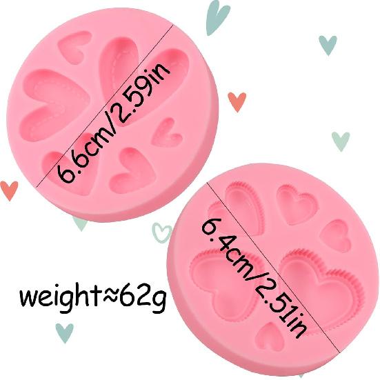 2 Pcs Love Chocolate Cake Decoration Silicone Mold 3D Heart-Shaped Candy Fondant Mold, Practical Kitchen Baking Supplies for Cupcake Toppings Cookie