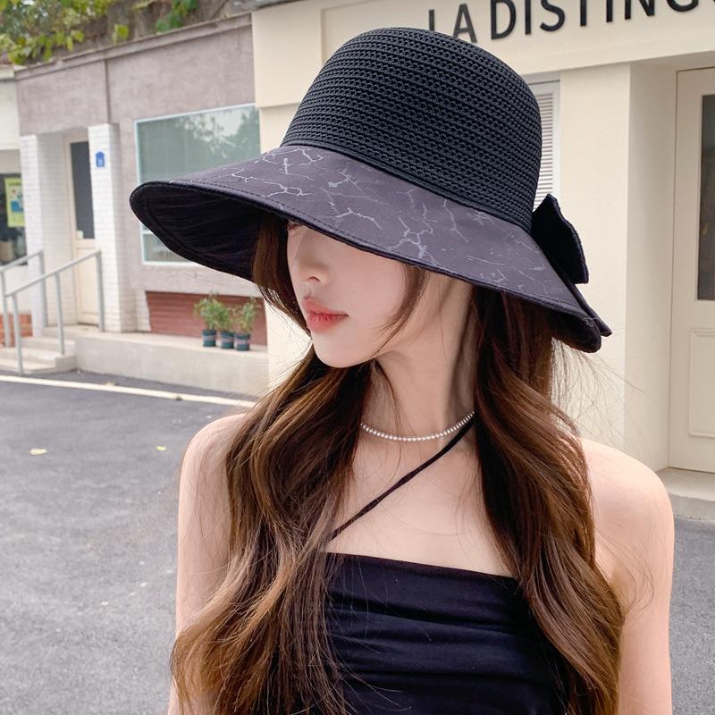 

Весенне-осенняя шляпа женская летняя дорожная сетчатая дышащая шляпа-ведро защита от солнца шляпа от солнца бант шляпа от солнца average size