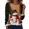 Women's Casual Long Sleeve Christmas Print Round Neck Top