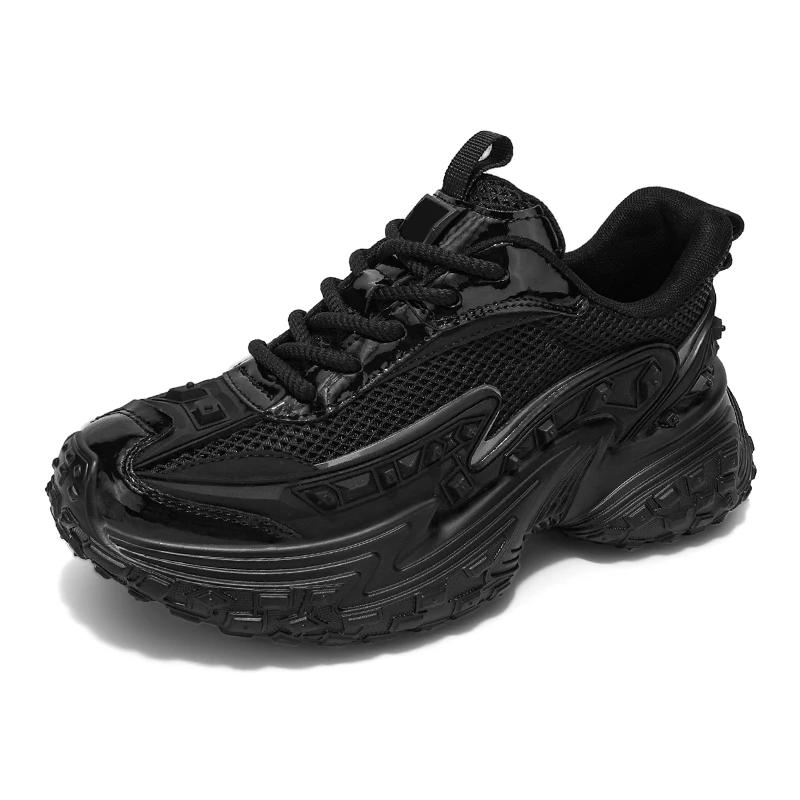 

Мужские винтажные кроссовки на платформе со шнуровкой для скейтбординга, повседневные кроссовки для улицы, уличного спорта, удобные, массивные, для тенниса, для бега 39 чёрный