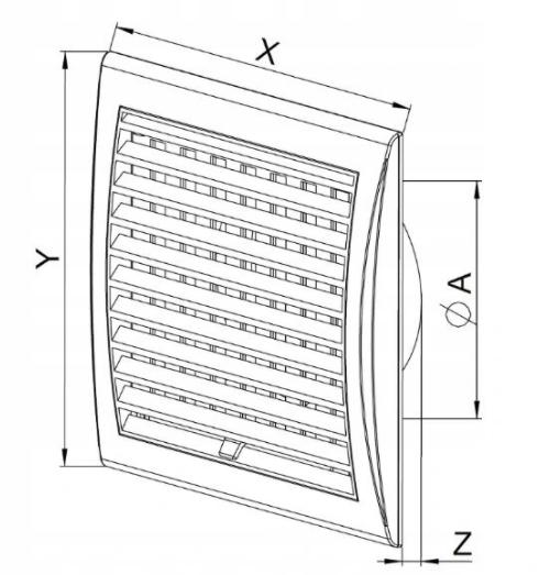 Ventilation Grille With Shutter Tl10 Fi100 169X174 White