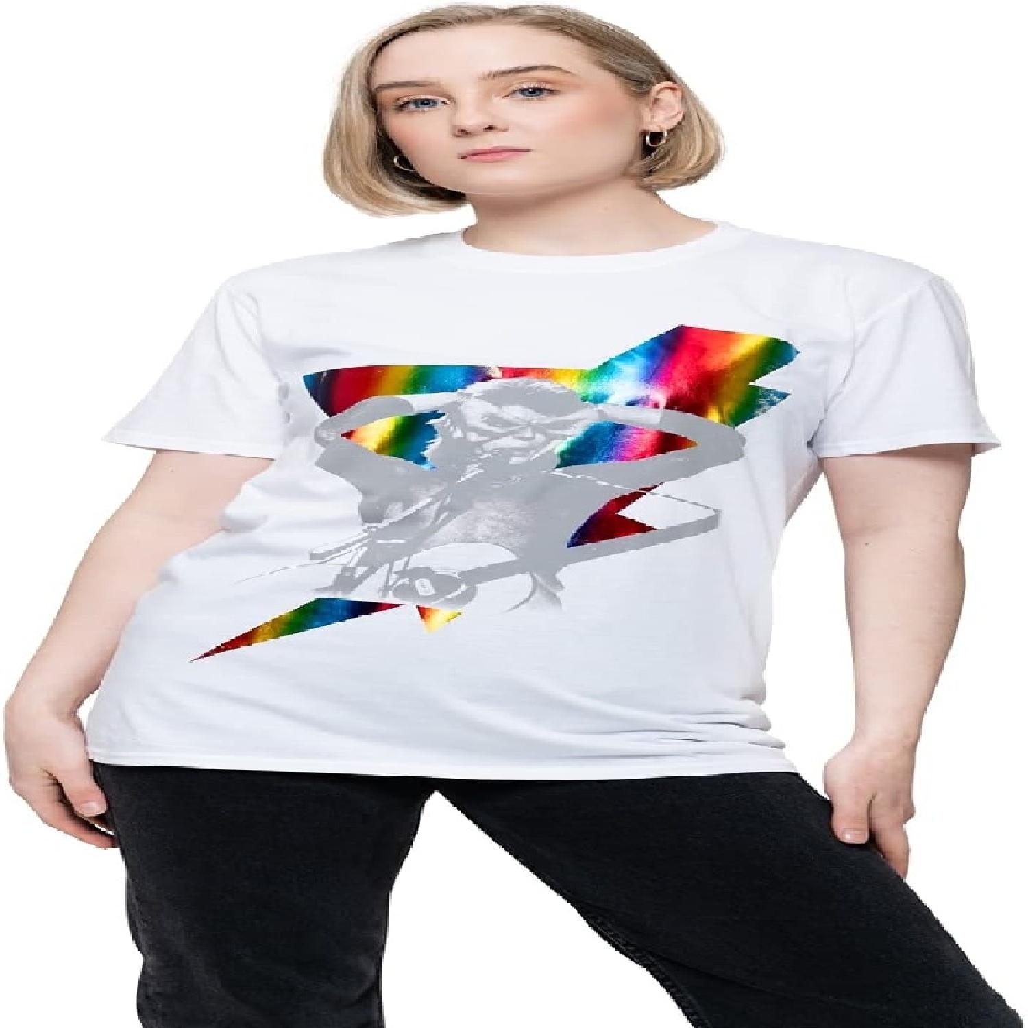 David Bowie T Shirt Holographic Bolt Ziggy Stardust New Official Mens White XXXXXL белый